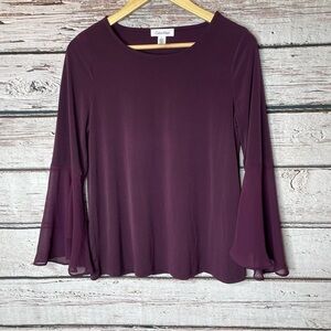 Calvin Klein Size Small Eggplant Purple Blouse Pullover with Flowy Sleeves
